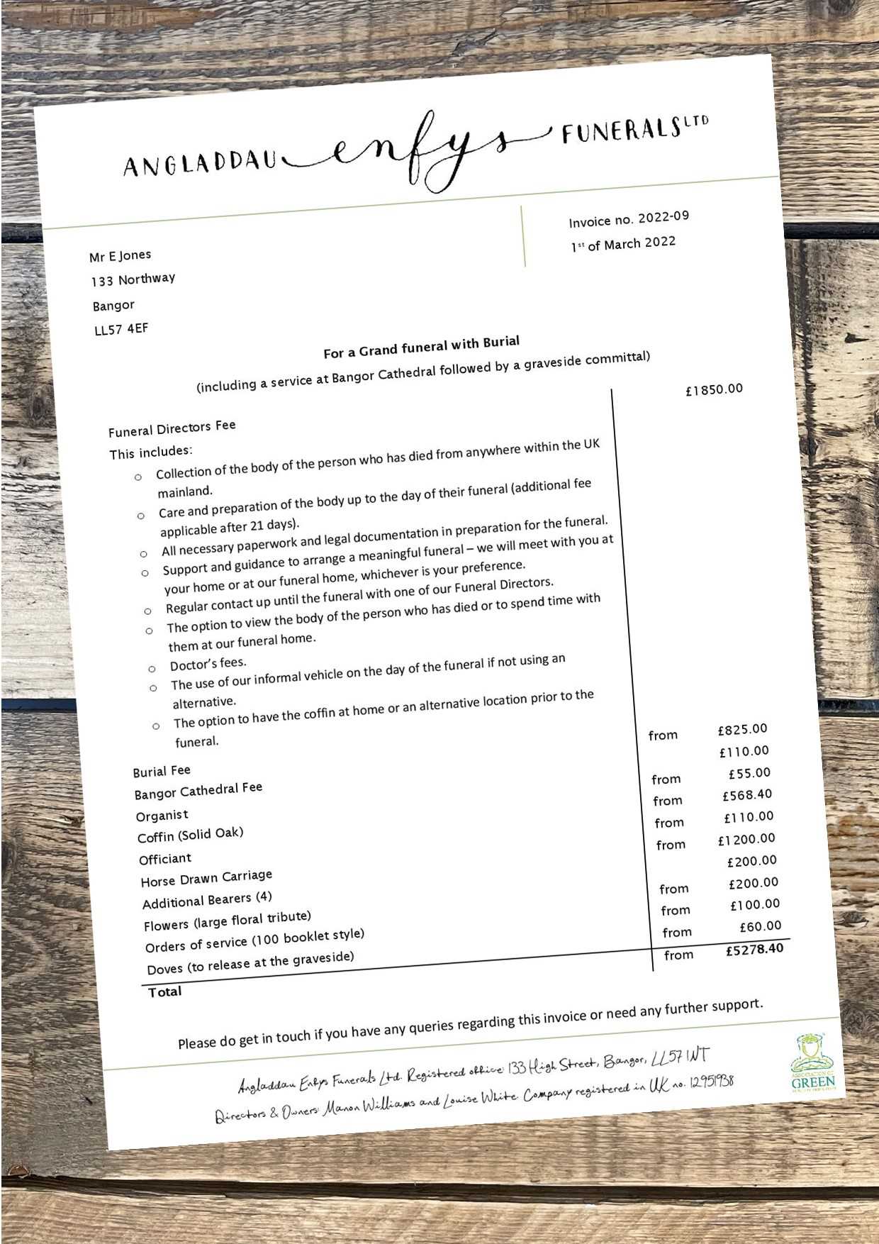 How much does it cost? Angladdau Enfys Funerals Ltd